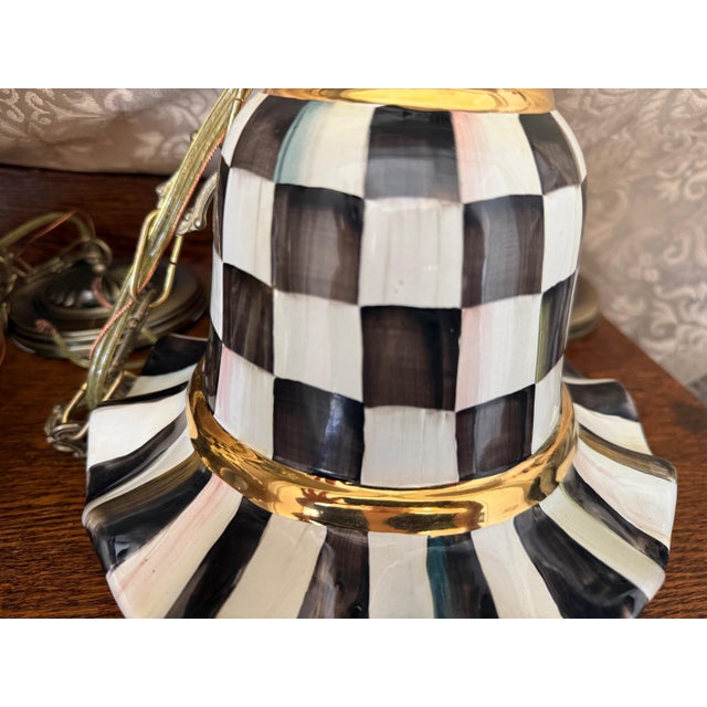 Add iconic designer charm to your home with these beautiful authentic MacKenzie-Childs Courtly Check pendant lights....