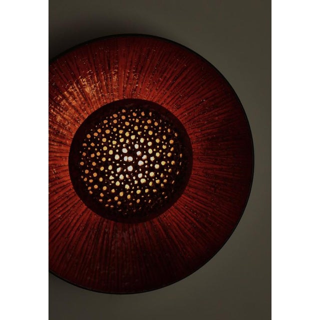 Scandinavian Modern Huge Ceramics Sun Wall Sconce attributed to Sejer Denmark, 1960s For Sale - Image 6 of 15