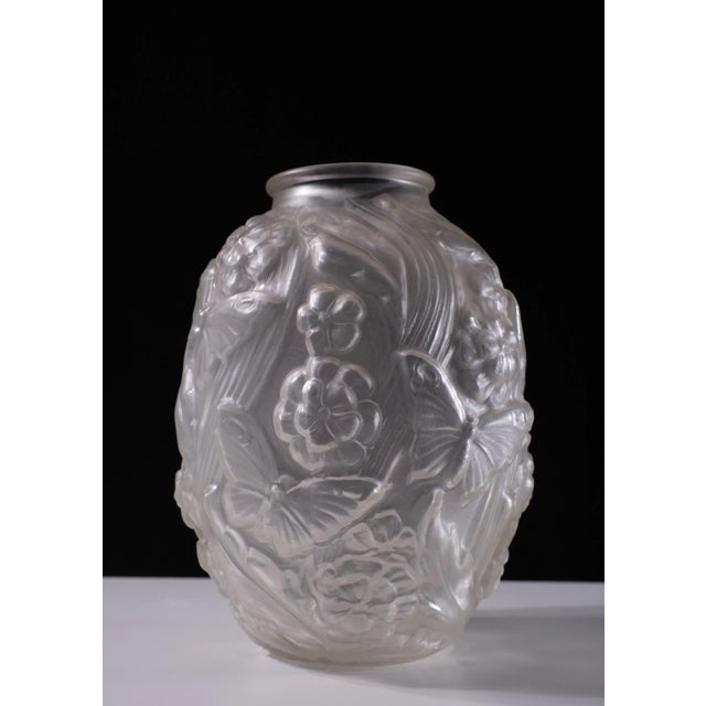 Large Art Deco Satin Pressed Glass Vase, 1930s For Sale - Image 8 of 8