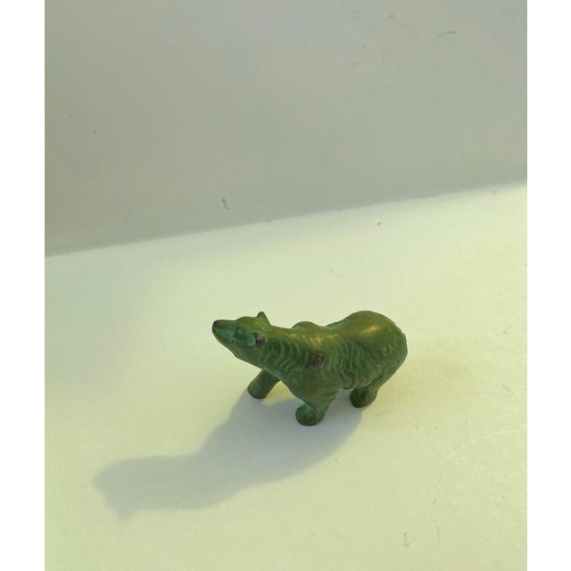 Tiny 2 Inch Verdigris Solid Bronze Travling Bear Paperweight Sculpture For Sale - Image 4 of 6