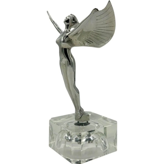 Vintage Aurora Goddess of Dawn Moon Radiator Mascot Hood Ornament Car For Sale - Image 12 of 12