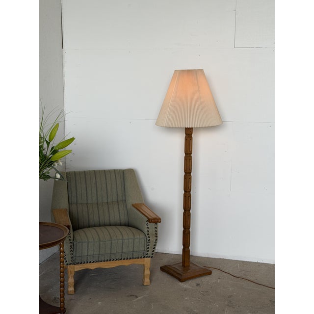 Wood Scandinavian Modern Brutalist Oak Floor Lamp, 1960s For Sale - Image 7 of 14