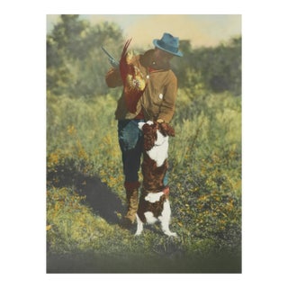Early 20th Century Bird Hunter and Dog Colortone Photograph For Sale
