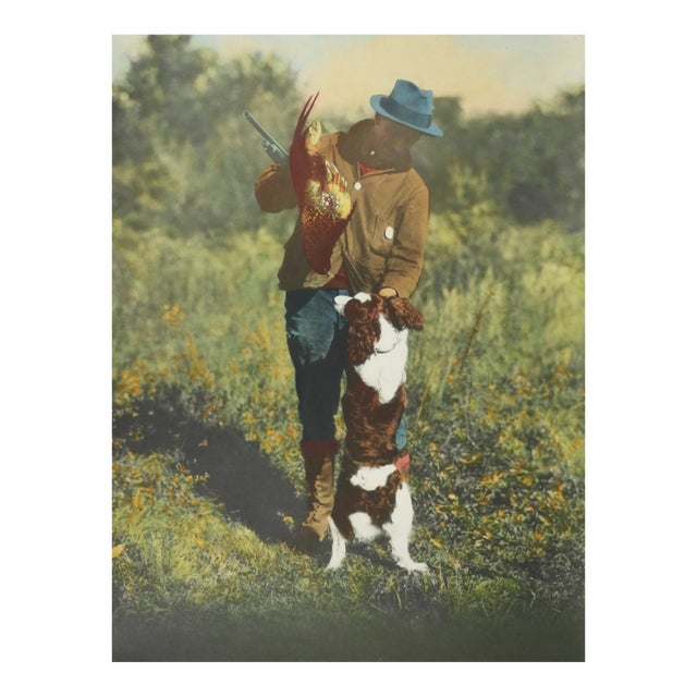 Early 20th Century Bird Hunter and Dog Colortone Photograph For Sale