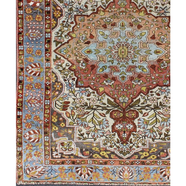 Persian Bakhtiari Rug With Central Medallion and Multicolor Botanical Motifs 4'7 X 6'4 For Sale - Image 4 of 12