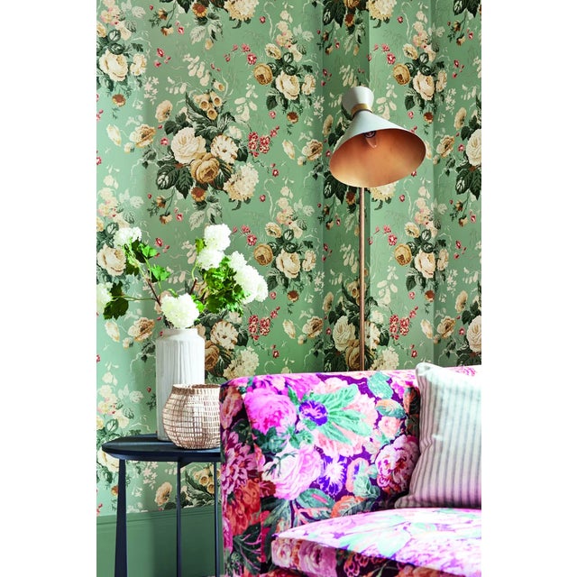Sanderson Sanderson Stapleton Park Wallpaper in Olive/Bengal Red For Sale - Image 4 of 5