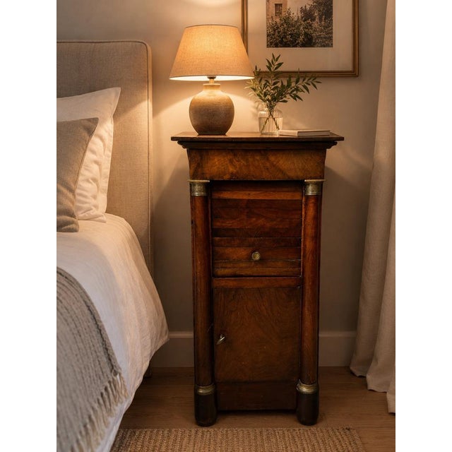 Empire Walnut Bedside Table For Sale - Image 10 of 11