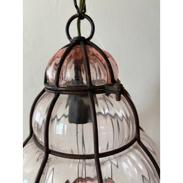 1950s 1950s Mid-Century ModernSeguso Murano Pink Blown Lantern Chandelier Sharon Osbourne - a Pair For Sale - Image 5 of 5