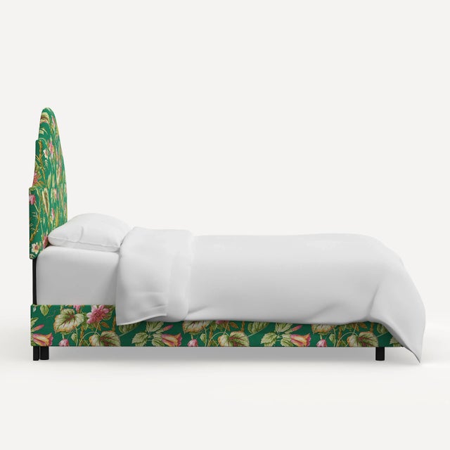 Not Yet Made - Made To Order Red from Scalamandre crafted by Cloth & Company Geneva Queen Bed, Green Tropical Flora For Sale - Image 5 of 7