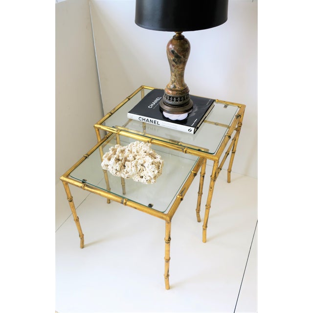 Italian Gold Gilt Bamboo And Glass Nesting Or End Tables Set Of 2 Chairish