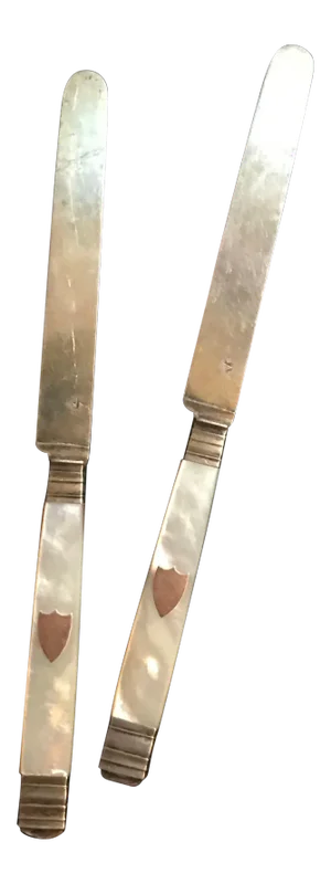 Early 19th Century Antique French Silver Gilt Fruit Knives With Mother of Pearl Handle, Paris 1820 - a Pair