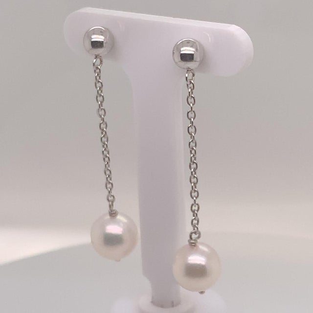 Akoya Pearl Earrings 14 Karat White Gold Certified For Sale - Image 9 of 9