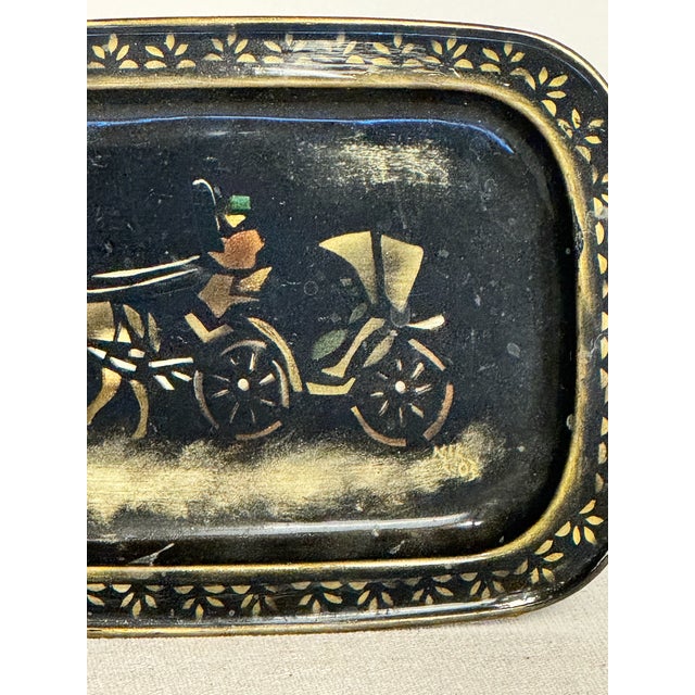 1900s Antique American Tole Small Tray, hand painted, great patina