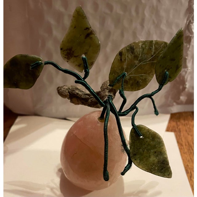 Gemstone Asian Carved Rose Quartz Decorative Hard Stone Fruit Pear Shaped For Sale - Image 7 of 10