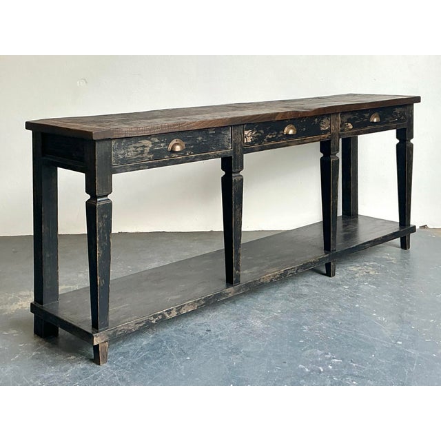 Vintage Patinated Long Console Table For Sale - Image 12 of 13