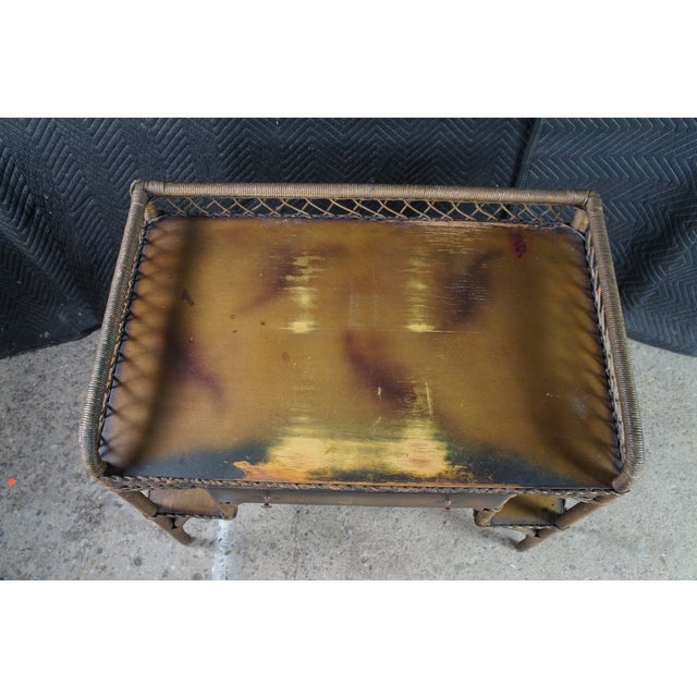 Mid 20th Century Vintage Wicker Rattan Bookcase Writing Desk & Chair Attributed to Heywood Wakefield For Sale - Image 5 of 13