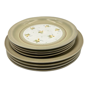 1970s Denby England Fine Stoneware Pottery Verona Dinner & Salad 8pc Plate Set