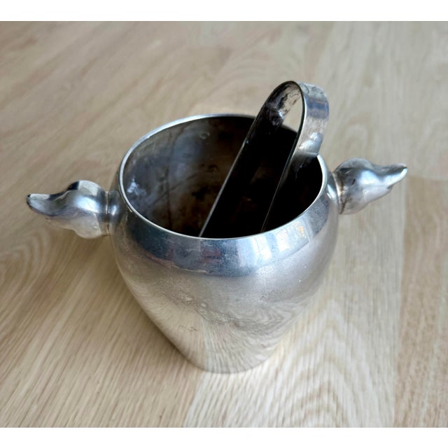1970s French 1970s Escapade Paris Silver-Plated Winged Victory Ice Bucket With Tongs For Sale - Image 5 of 11
