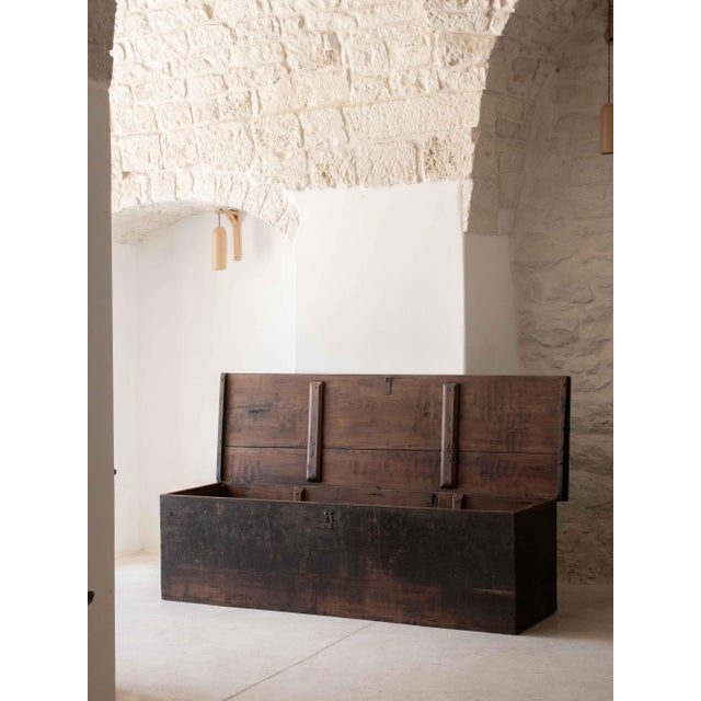 Wood Long Spanish Catalan Trunk, 18th Century For Sale - Image 7 of 10