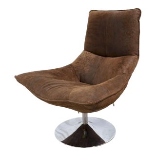 Gently Used Suede Leather Restoration Hardware Chair For Sale