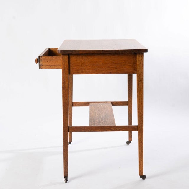 Mission Oak Arts and Crafts One Drawer Writing Table For Sale - Image 6 of 12