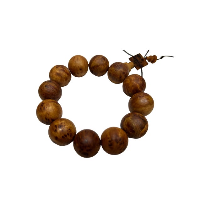 Natural Cypress Wood Beads Hand Rosary Praying Bracelet For Sale - Image 4 of 6
