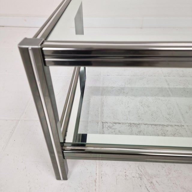 Metal Vintage Glass & Metal Coffee Table, 1990s For Sale - Image 7 of 10