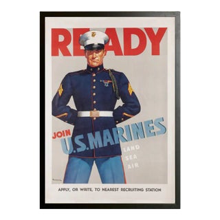 "Ready. Join u.s. Marines" Vintage Wwii Recruitment Poster by Haddon Sundblom, 1942 For Sale