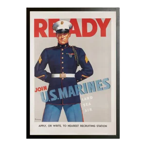 "Ready. Join u.s. Marines" Vintage Wwii Recruitment Poster by Haddon Sundblom, 1942