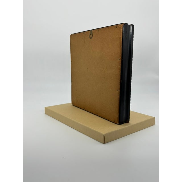 Enamel on Tile Painting, Landscape Winter Scene With Figures, Framed and Signed For Sale - Image 10 of 12