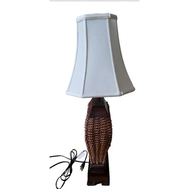 1980s Rattan and Rush Chair, Table, and Lamp Set - 3 Piece Set For Sale In Washington DC - Image 6 of 9