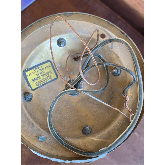 Glass Vintage Mid Century Modern Etched Wheat Design Glass Light Pendant Flush Mount For Sale - Image 7 of 10