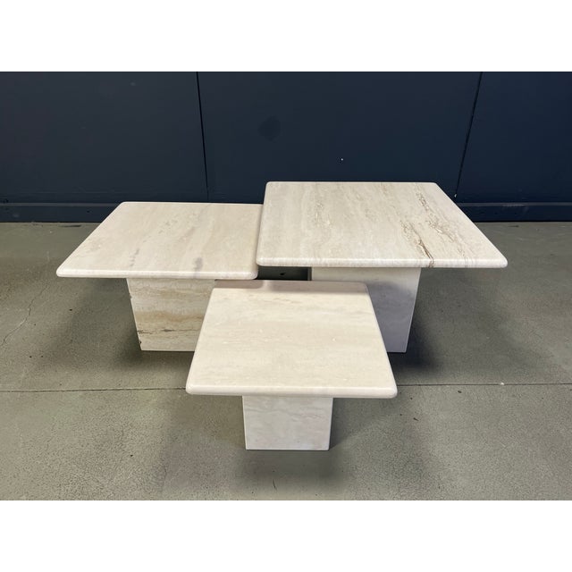 Vintage Travertine Nesting Tables, 1970s, Set of 3 For Sale - Image 6 of 10