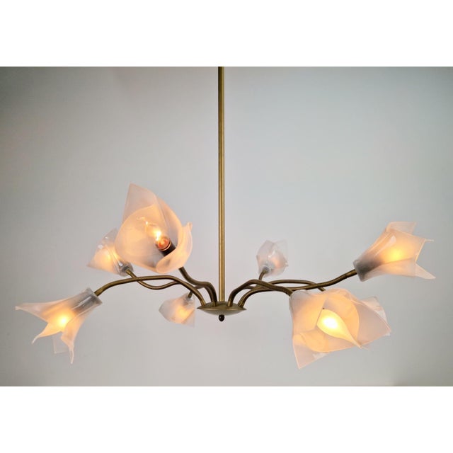 Vintage Flex Pendant Light with Eight Arms in Brass and Acrylic, 1970 For Sale - Image 9 of 15
