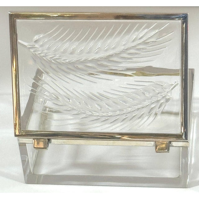 Lalique "Épis" Crystal and Silver-Plated Table Box, France, Circa 1980s For Sale - Image 12 of 14