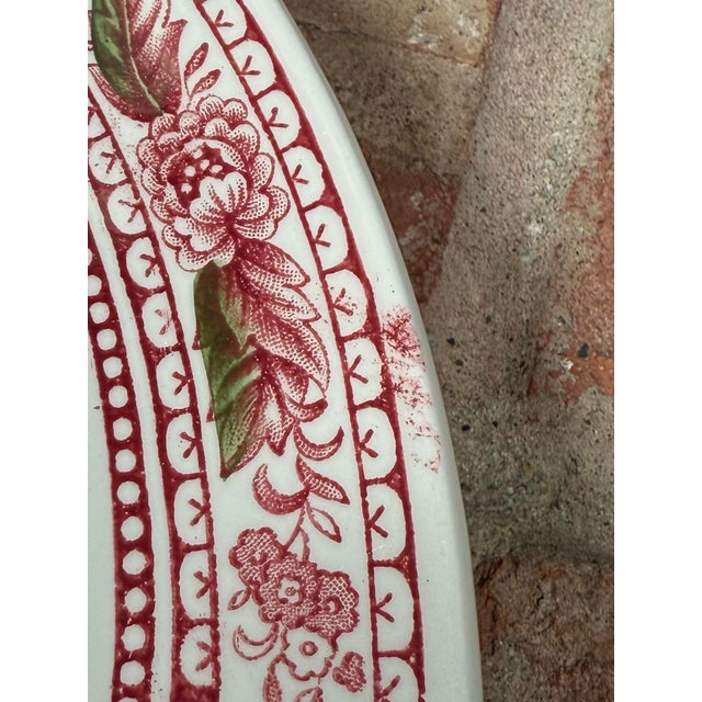 Mid 20th Century Vintage English Ridgeway Ironstone Staffordshire Red & Yellow Canterbury Oval Platter For Sale - Image 5 of 5