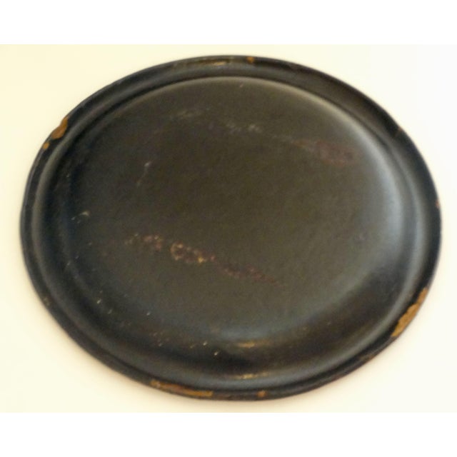 Black Antique English Papier Mache Plate For Sale - Image 8 of 8