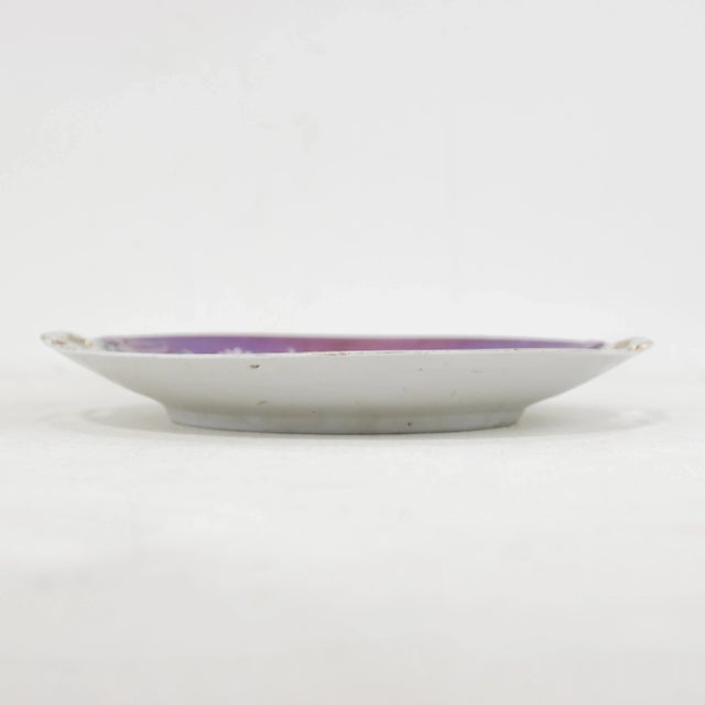 Pair of Vintage Hand-Painted Porcelain Decorative Plates With Bird and Floral Motifs For Sale - Image 9 of 11