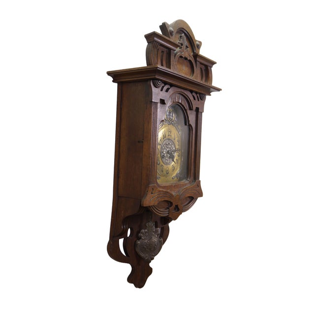 Art Nouveau Antique Art Nouveau German Black Forest Jugendstil Walnut Regulator Wall Clock For Sale - Image 3 of 18
