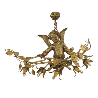 Baroque Bronze Angel Chandelier, Vienna, 1900s For Sale