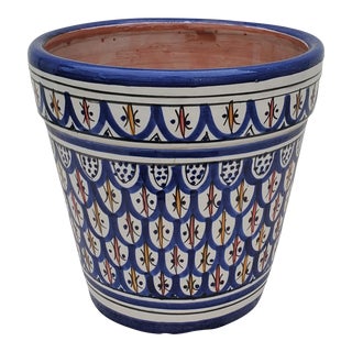 Moroccan Hand-Painted Ceramic Planter For Sale