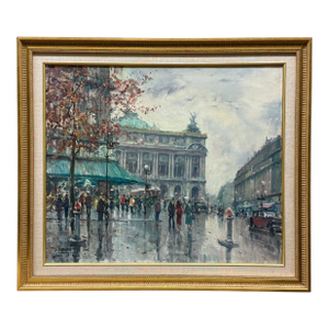 Jean Salabet, Impressionism, Paris Street Scene, Oil on Canvas, France, 1954