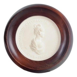 Circular Relief Plaque in Biscuit with Female Profile Portrait from Meissen, 1970s For Sale