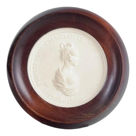 Circular Relief Plaque in Biscuit with Female Profile Portrait from Meissen, 1970s For Sale