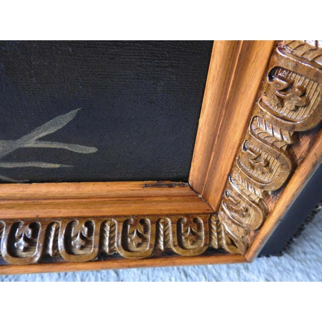 Wood Gees Oil Painting by Harper in Antique Frame For Sale - Image 7 of 11