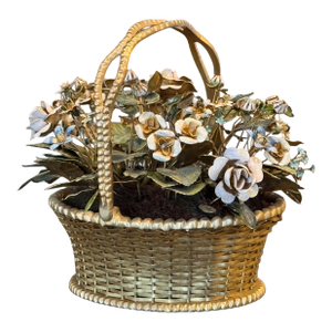 1950s Janet Hutchison Enameled Flowers Basket