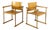 Italian Modern Chairs with Armrests in Wood and Black Metal, 1970s, Set of 2 For Sale