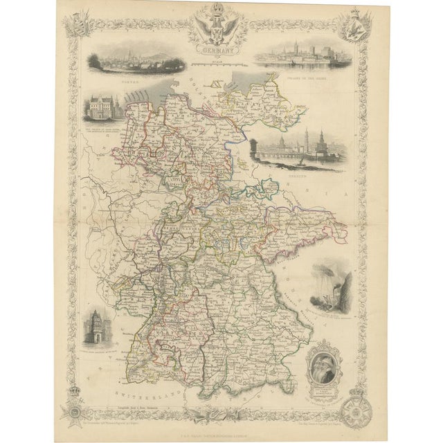 Map of Germany by John Tallis with Vignettes, 1850 For Sale - Image 8 of 8