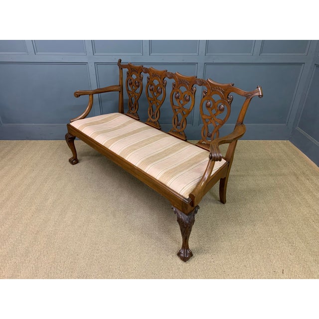 1900 - 1909 Chippendale Style Carved Mahogany Settee, 1900 For Sale - Image 5 of 18