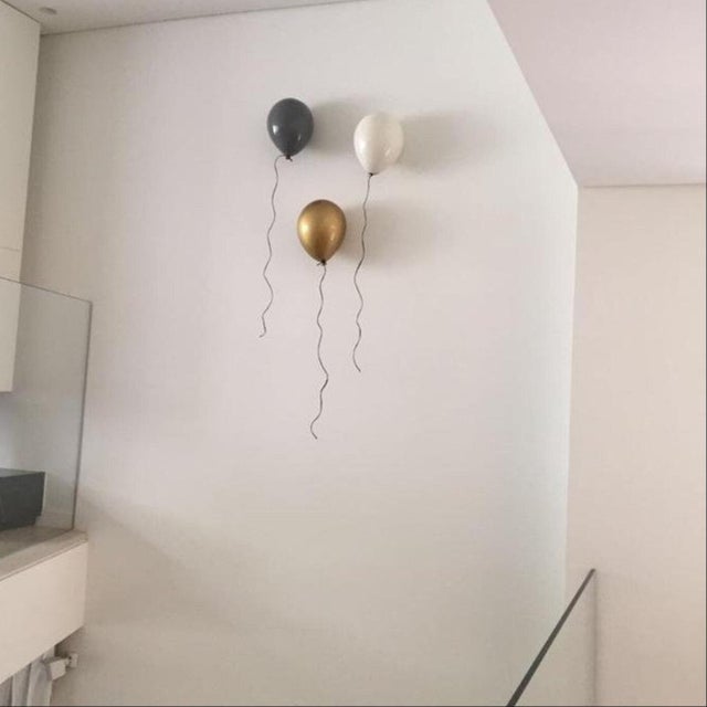 Silver Ceramic Balloon Wall Sculpture -Large Size For Sale In New York - Image 6 of 9